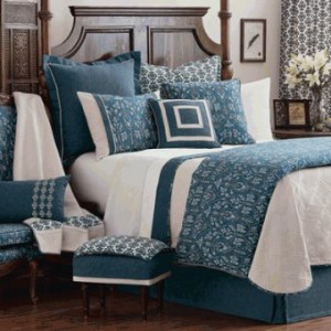 " Indigo blue and off-white bedsheet looking awsome"